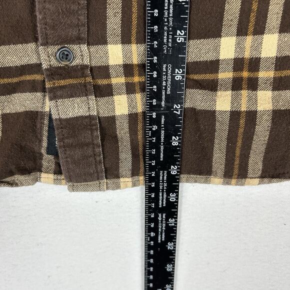 Vans Long Sleeve Button Up Flannel Shirt Mens Size Large Classic Fit Brown Plaid - Picture 10 of 12